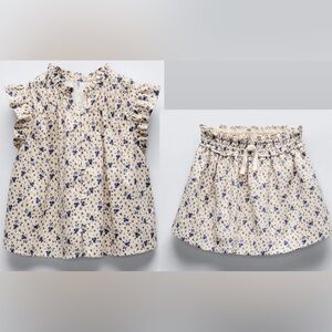 Zara Kids Floral Ruffle Sleeve Top and Skirt Set, 2T, NWOT